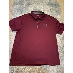 2 Under Armour Polo Shirt Bundle XL Burgundy & Grey Athletic Golf Performance
